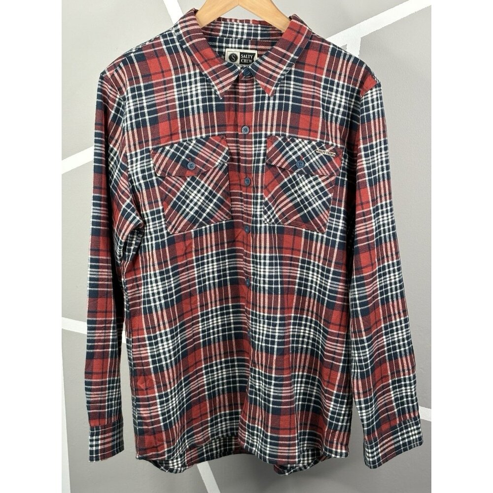 NWT Salty Crew Long Haul Flannel Shirt Women’s M Red Plaid Western Outdoor